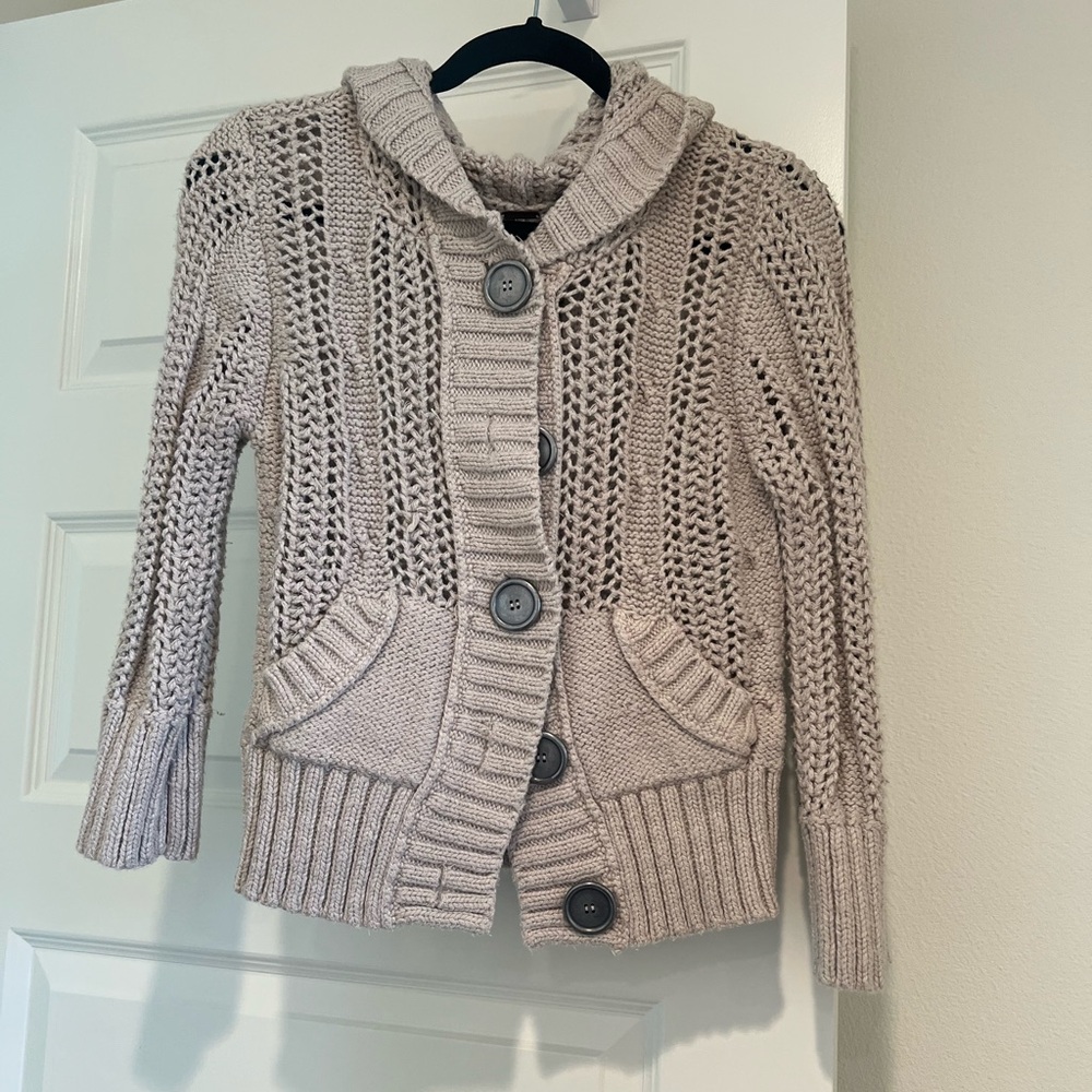Free People Cream Knit Cardigan Sweater